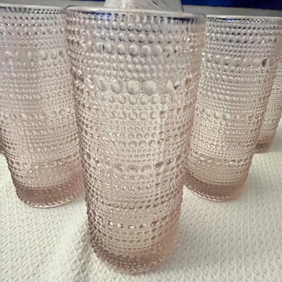 NWOT BKLYN Steel C Dotted Light Pink Tall Glass Cups Set of 5 - Picture 3 of 6